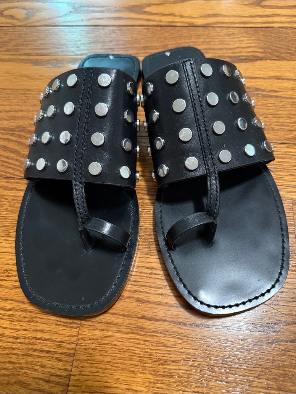 Stud-Embellished Black Slide Sandals Womens from Zara - Picture 3 of 8